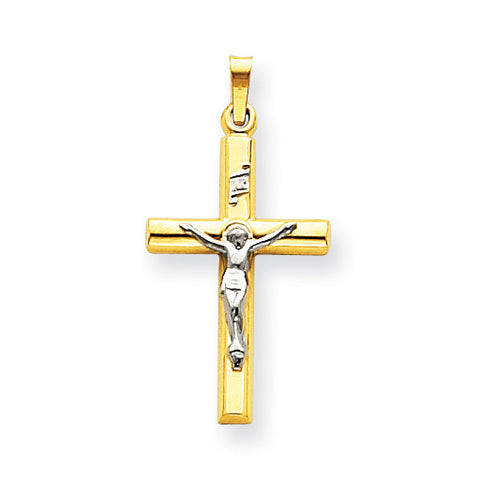 14k Two-tone INRI Hollow Crucifix Pendant XR297 - shirin-diamonds