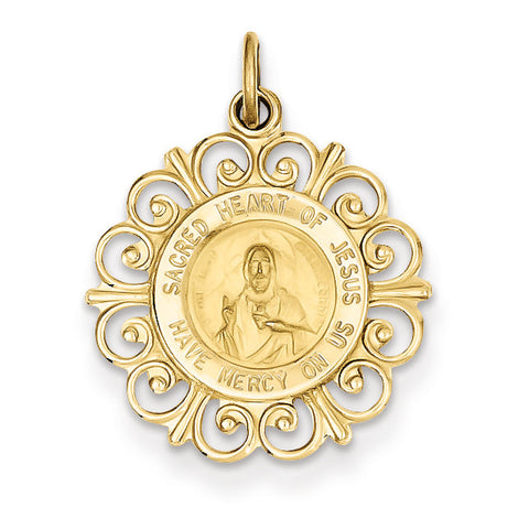 14k Sacred Heart of Jesus Medal Charm XR370 - shirin-diamonds