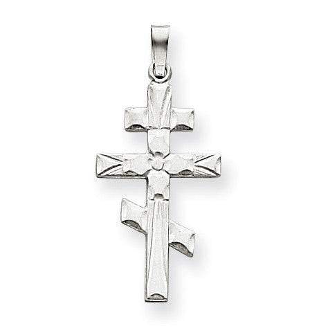 14k White Gold Eastern Orthodox Cross Pendant XR499 - shirin-diamonds