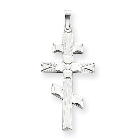 14k White Gold Eastern Orthodox Cross Pendant XR500 - shirin-diamonds