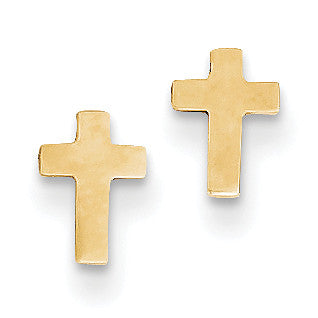 14k Polished Cross Post Earrings XR589 - shirin-diamonds