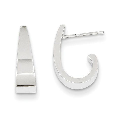 14k White Gold Polished J-Hoop Post Earrings XWE198 - shirin-diamonds