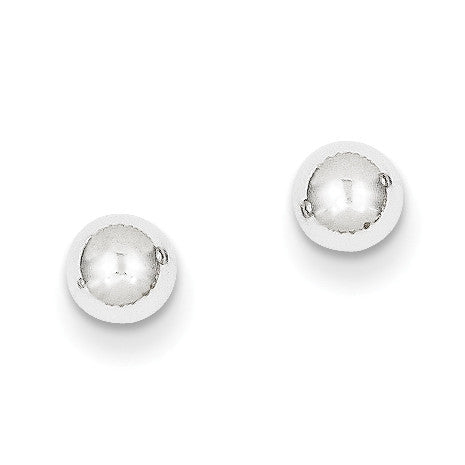 14k White Gold Polished 5mm Ball Post Earrings XWE322 - shirin-diamonds