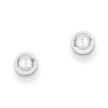 14k White Gold Polished 4mm Ball Post Earrings XWE327 - shirin-diamonds