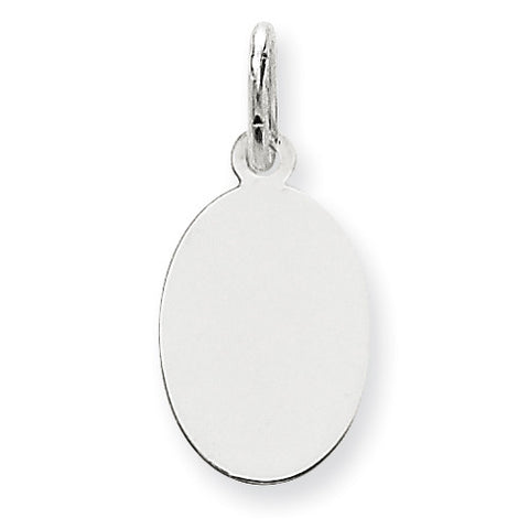 14k White Gold Plain .009 Gauge Oval Engravable Disc Charm XWM100/09 - shirin-diamonds