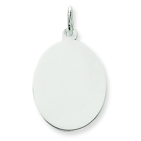 14k White Gold Plain .027 Gauge Oval Engravable Disc Charm XWM101/27 - shirin-diamonds