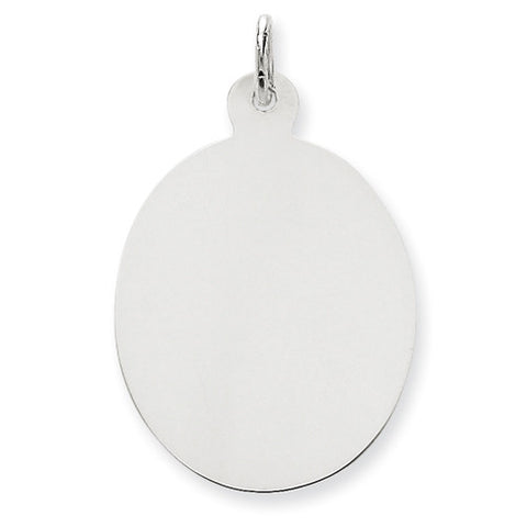 14k White Gold Plain .035 Gauge Oval Engravable Disc Charm XWM102/35 - shirin-diamonds