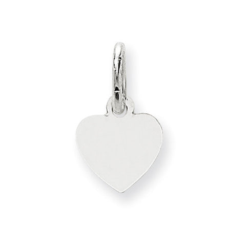 14k White Gold Plain .009 Gauge Engravable Heart Charm XWM115/09 - shirin-diamonds