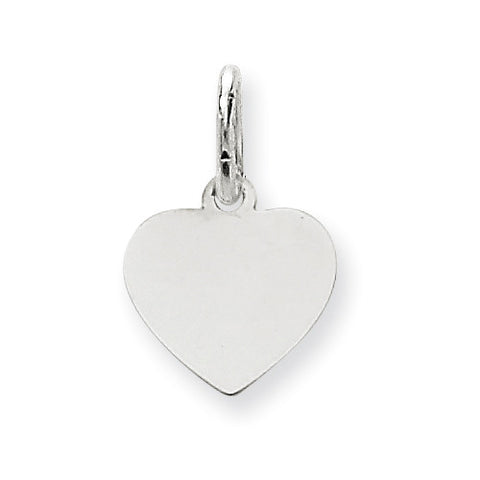 14k White Gold Plain .009 Gauge Engravable Heart Charm XWM116/09 - shirin-diamonds