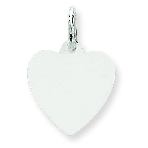 14k White Gold Plain .009 Gauge Engravable Heart Charm XWM117/09 - shirin-diamonds