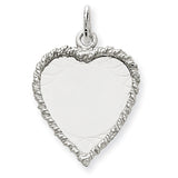 14k White Gold Etched Design .013 Gauge Engravable Heart Charm XWM123/13 - shirin-diamonds