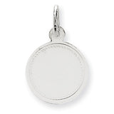 14k White Gold Plain .018 Gauge Round Engravable Disc Charm XWM143/18 - shirin-diamonds