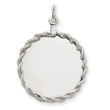 14k White Gold Rounded with Rope .013 Gauge Engravable Disc Charm XWM152/13 - shirin-diamonds