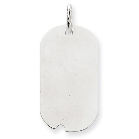 14k White Gold Plain .009 Gauge Engravable Dog Tag w/Notch Disc Charm - shirin-diamonds