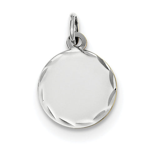 14k White Gold Etched .009 Gauge Engraveable Round Disc Charm XWM616/09 - shirin-diamonds