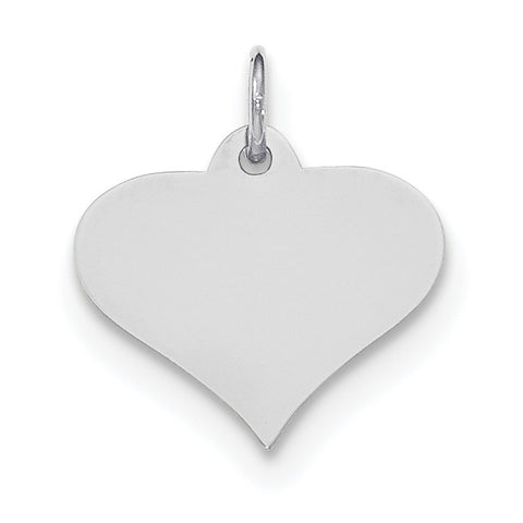 14k White Gold Plain .018 Gauge Engraveable Heart Disc Charm XWM625/18 - shirin-diamonds
