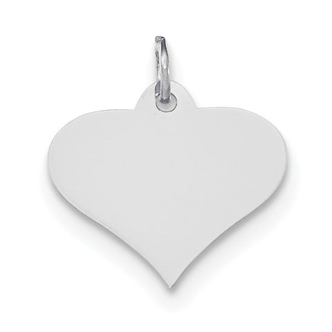14k White Gold Plain .018 Gauge Engraveable Heart Disc Charm XWM626/18 - shirin-diamonds