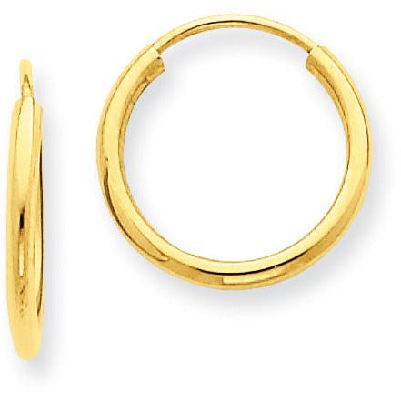 14k 1.5mm Polished Round Endless Hoop Earrings XY1157 - shirin-diamonds