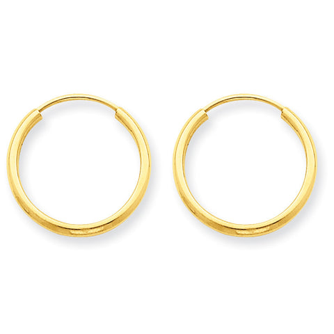 14k 1.5mm Polished Round Endless Hoop Earrings XY1158 - shirin-diamonds