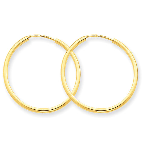 14k 1.5mm Polished Round Endless Hoop Earrings XY1160 - shirin-diamonds