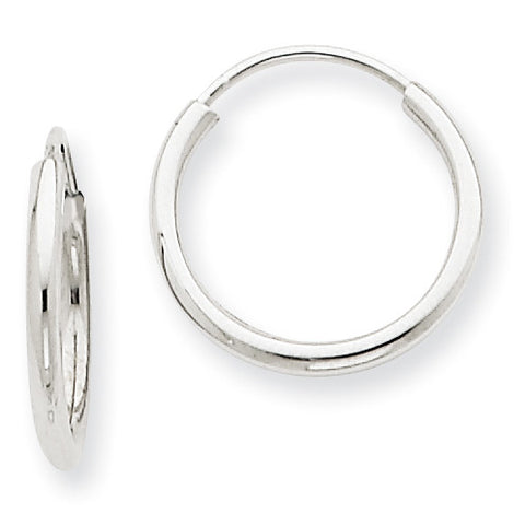 14k White Gold 1.5mm Polished Endless Hoop Earrings XY1181 - shirin-diamonds
