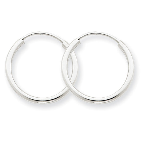 14k White Gold 1.5mm Polished Endless Hoop Earrings XY1182 - shirin-diamonds