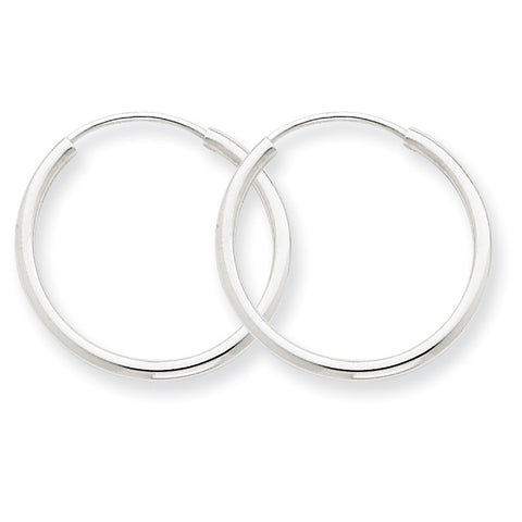 14k White Gold 1.5mm Polished Endless Hoop Earrings XY1183 - shirin-diamonds
