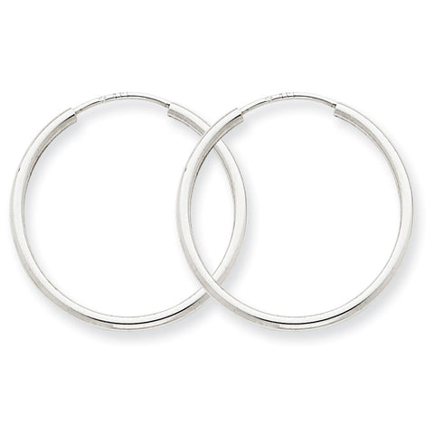 14k White Gold 1.5mm Polished Endless Hoop Earrings XY1184 - shirin-diamonds