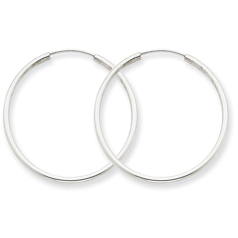 14k White Gold 1.5mm Polished Endless Hoop Earrings XY1185 - shirin-diamonds