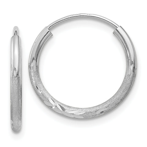 14k White Gold 1.5mm Diamond-cut Endless Hoop Earrings XY1197 - shirin-diamonds