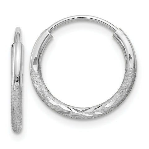 14k White Gold 1.5mm Diamond-cut Endless Hoop Earrings XY1198 - shirin-diamonds