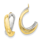 14k Two-tone Polished Double J-Hoop Earring Jackets XY660 - shirin-diamonds