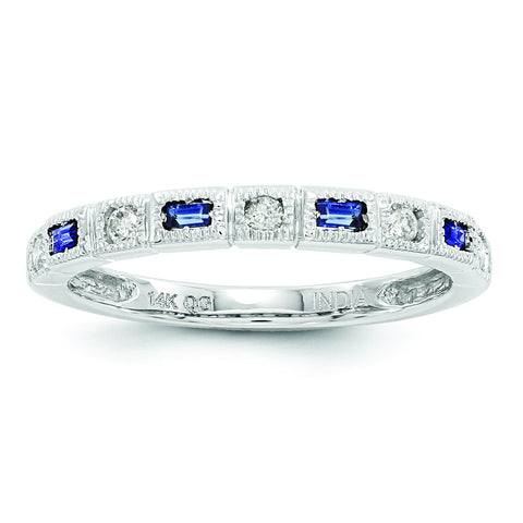 14k White Gold Diamond & Blue Sapphire Ring Y6547S/A - shirin-diamonds