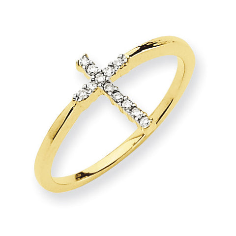 14k Yellow Gold Diamond Cross Ring Y6602AA - shirin-diamonds