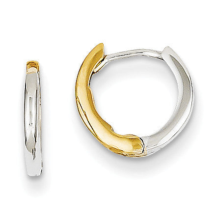14k Two-tone Mini 1.35mm Hinged Hoop Earrings Y7902 - shirin-diamonds