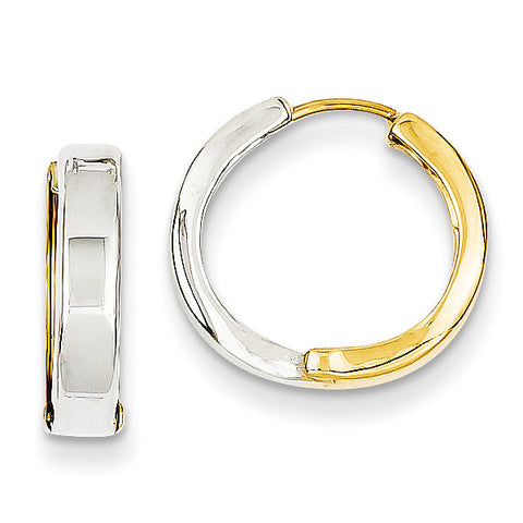 14k Two-tone Hinged Hoop Earrings Y7909 - shirin-diamonds