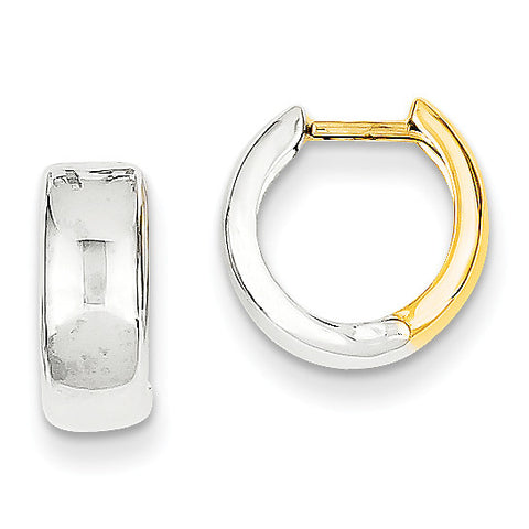 14k Two-tone Hinged Hoop Earrings Y7915 - shirin-diamonds