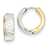 14k Two-tone Textured Hoop Earrings Y7918 - shirin-diamonds