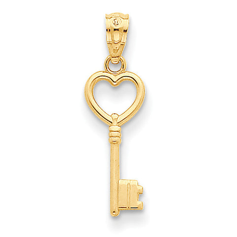 14k Heart Key Polished Pendant YC1029 - shirin-diamonds