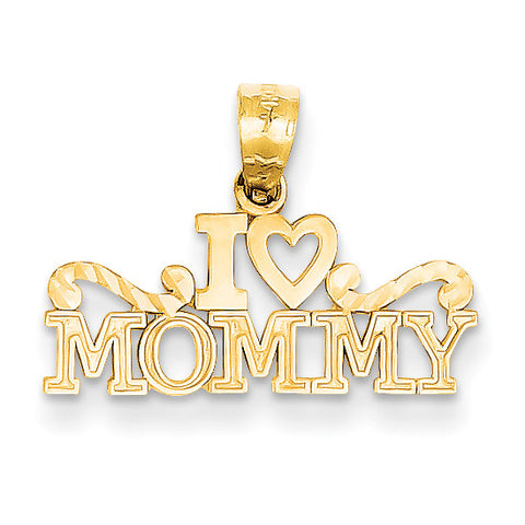 14k Yellow Gold I Heart Mommy Pendant YC1080 - shirin-diamonds