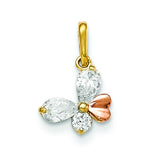 14k Yellow and Rose Gold CZ Children's Butterfly Pendant YC1158 - shirin-diamonds