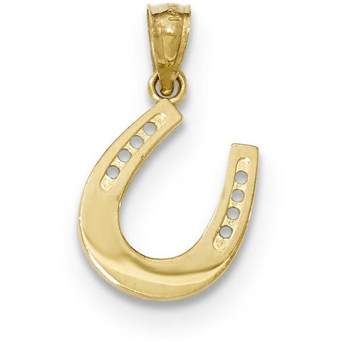 14k Gold Polished Horseshoe Pendant - shirin-diamonds