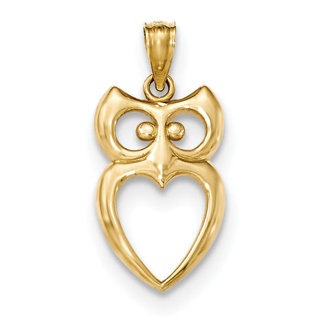 14k Gold Polished Cut-out Owl Pendant - shirin-diamonds