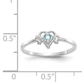 14K White Gold Aquamarine Birthstone Heart Ring YC414
