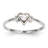 14K White Gold White Topaz Birthstone Heart Ring YC415 - shirin-diamonds