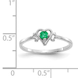 14K White Gold Emerald Birthstone Heart Ring YC416