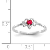 14K White Gold Ruby Birthstone Heart Ring YC418
