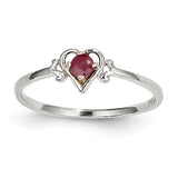 14K White Gold Ruby Birthstone Heart Ring YC418 - shirin-diamonds