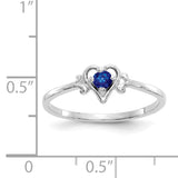14K White Gold Sapphire Birthstone Heart Ring YC420