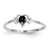 14K White Gold Sapphire Birthstone Heart Ring YC420 - shirin-diamonds